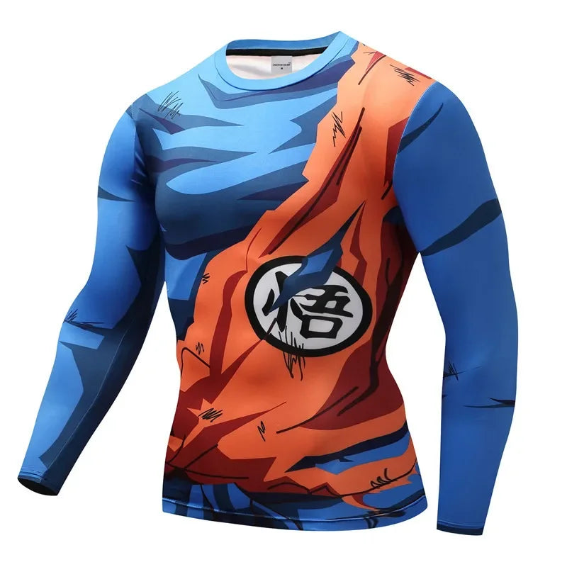 Comic Cosplay Vegeta 3D printed long-sleeved T-shirt, men's spring and autumn casual fashion sports lightweight breathable top