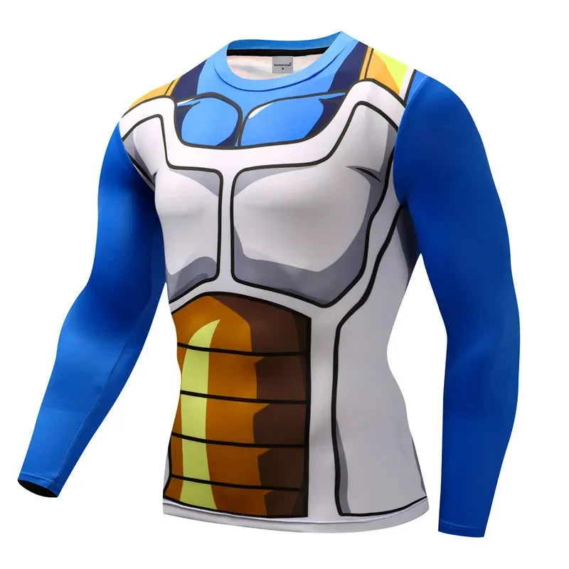 Comic Cosplay Vegeta 3D printed long-sleeved T-shirt, men's spring and autumn casual fashion sports lightweight breathable top