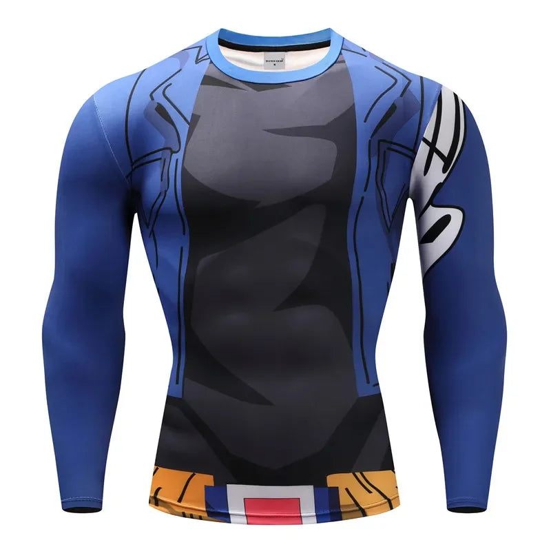 Comic Cosplay Vegeta 3D printed long-sleeved T-shirt, men's spring and autumn casual fashion sports lightweight breathable top