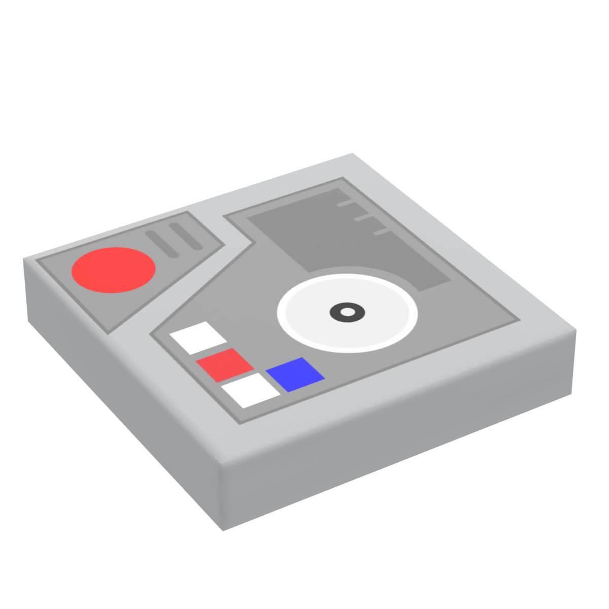 Control Panel #5 (Media w/ Buttons) for Star Wars/Space (2x2 Tile) - B3 Customs using LEGO parts