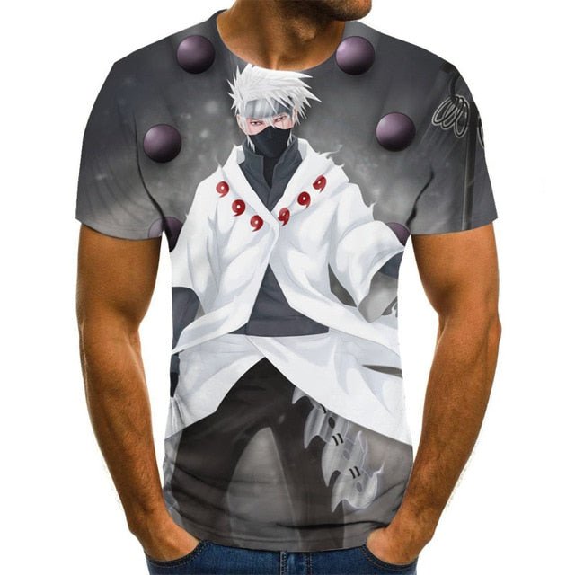 Cool anime men's T-shirt summer fashion top 3D round neck short sleeve Naruto casual shirt T-shirt