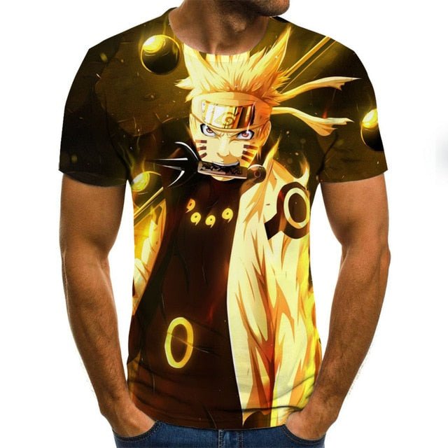 Cool anime men's T-shirt summer fashion top 3D round neck short sleeve Naruto casual shirt T-shirt