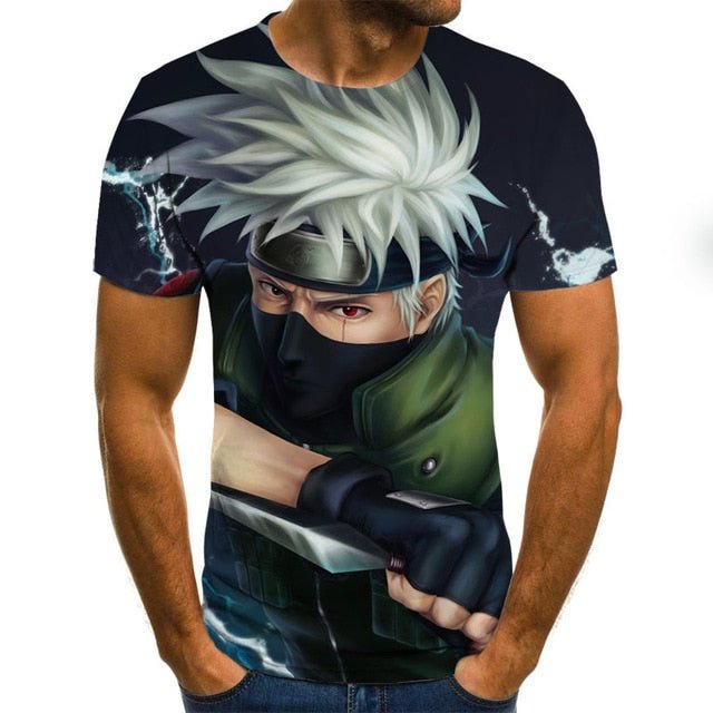 Cool anime men's T-shirt summer fashion top 3D round neck short sleeve Naruto casual shirt T-shirt