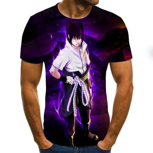 Cool anime men's T-shirt summer fashion top 3D round neck short sleeve Naruto casual shirt T-shirt