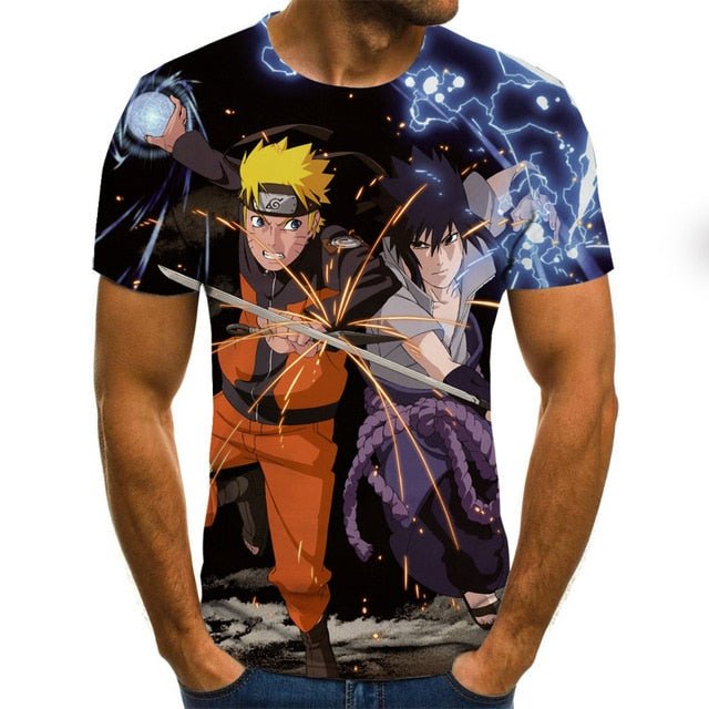 Cool anime men's T-shirt summer fashion top 3D round neck short sleeve Naruto casual shirt T-shirt