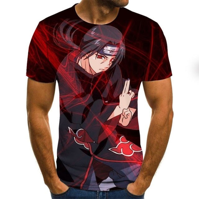 Cool anime men's T-shirt summer fashion top 3D round neck short sleeve Naruto casual shirt T-shirt