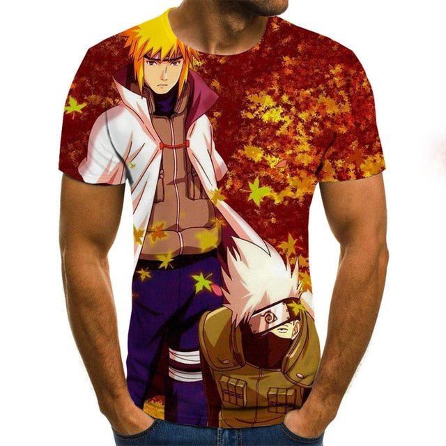 Cool anime men's T-shirt summer fashion top 3D round neck short sleeve Naruto casual shirt T-shirt