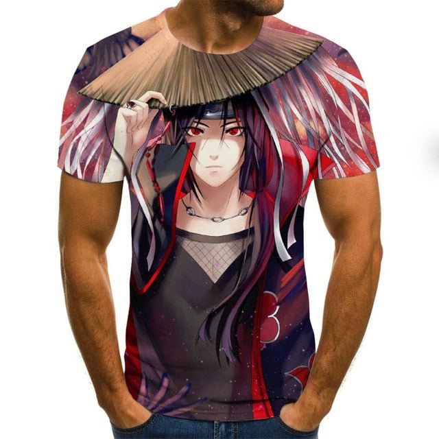 Cool anime men's T-shirt summer fashion top 3D round neck short sleeve Naruto casual shirt T-shirt