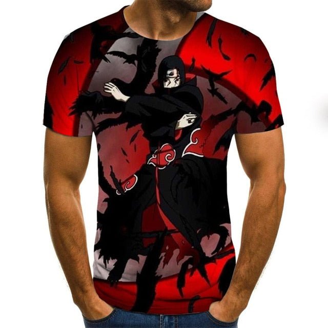 Cool anime men's T-shirt summer fashion top 3D round neck short sleeve Naruto casual shirt T-shirt