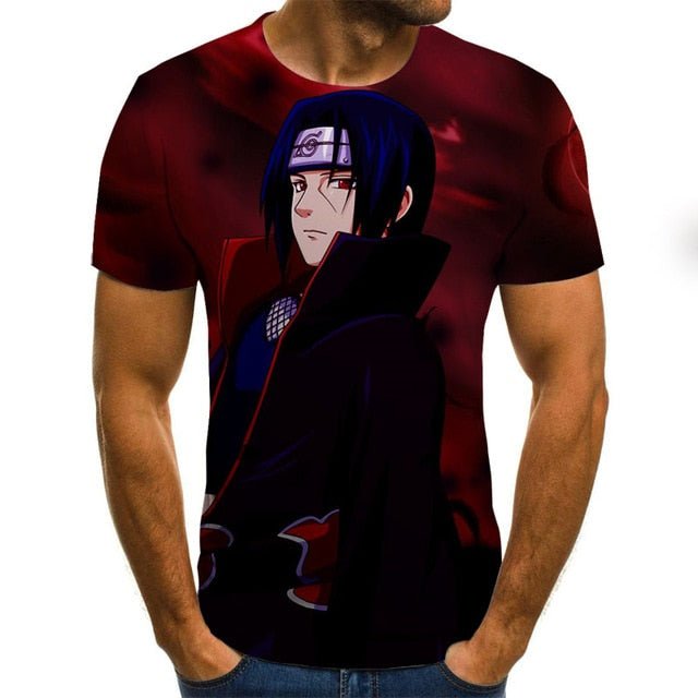 Cool anime men's T-shirt summer fashion top 3D round neck short sleeve Naruto casual shirt T-shirt