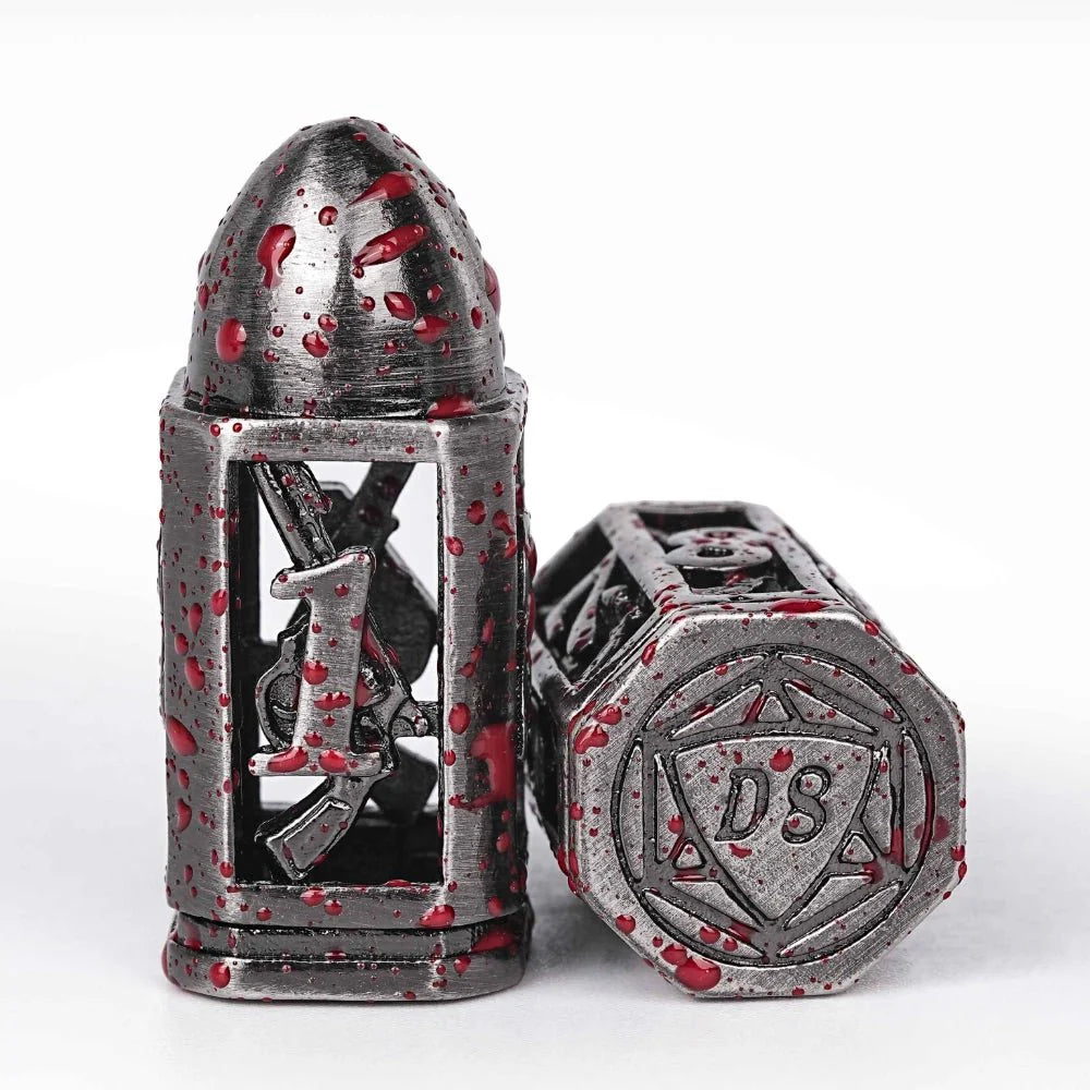 Cool DND polyhedron metal hollow pistol bullet dice set