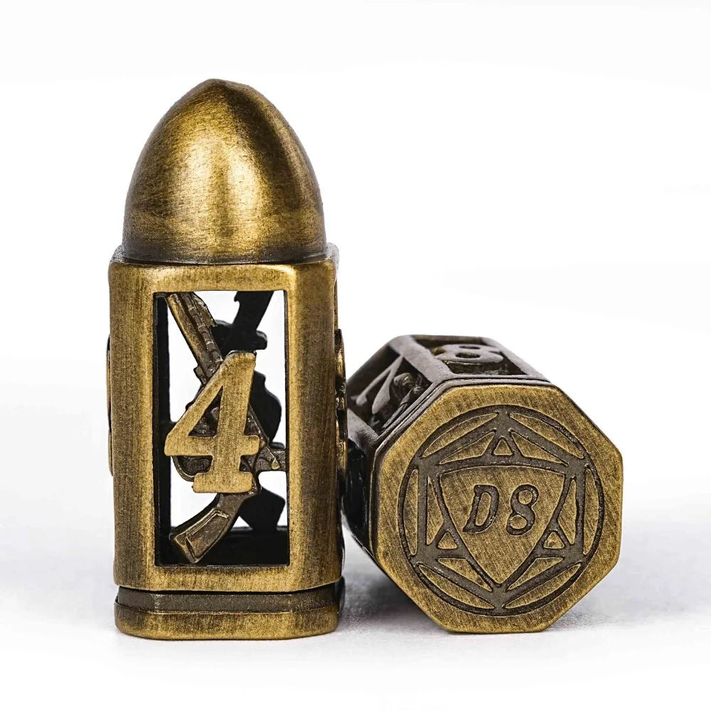 Cool DND polyhedron metal hollow pistol bullet dice set