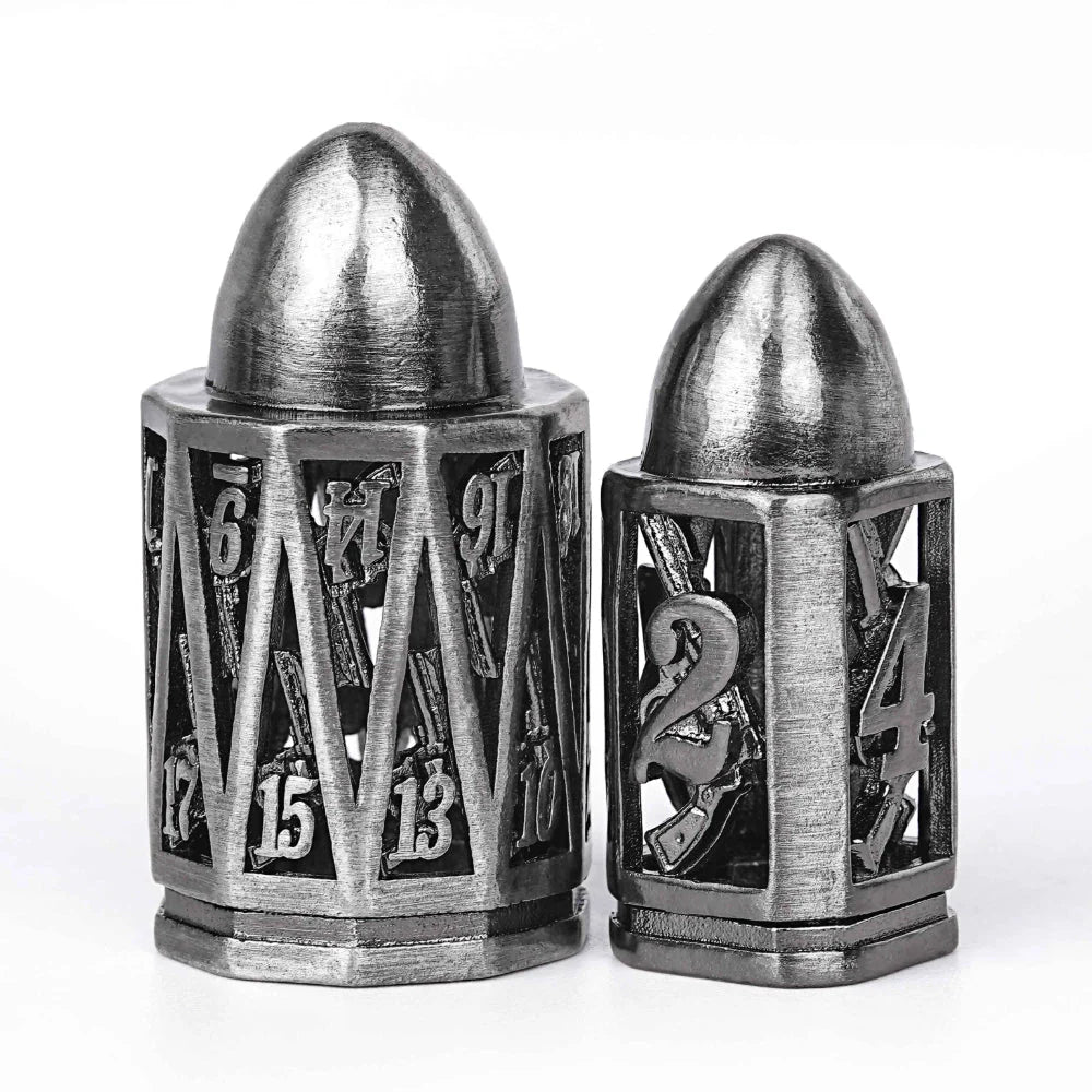 Cool DND polyhedron metal hollow pistol bullet dice set
