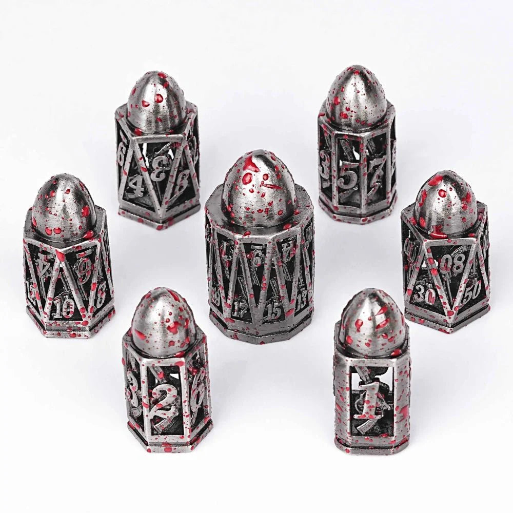 Cool DND polyhedron metal hollow pistol bullet dice set