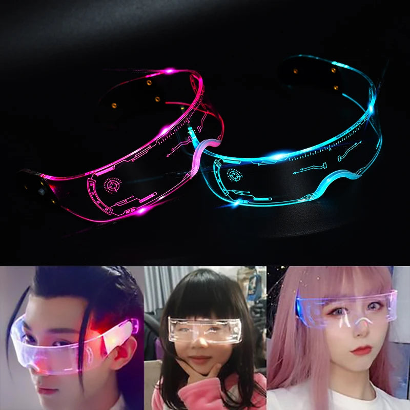 Cool Led Glasses Luminous Sunglasses Cyberpunk  flash Party Glasses Rave Neon Mask Toys Vocal Concert Decorative Glasses  DJ