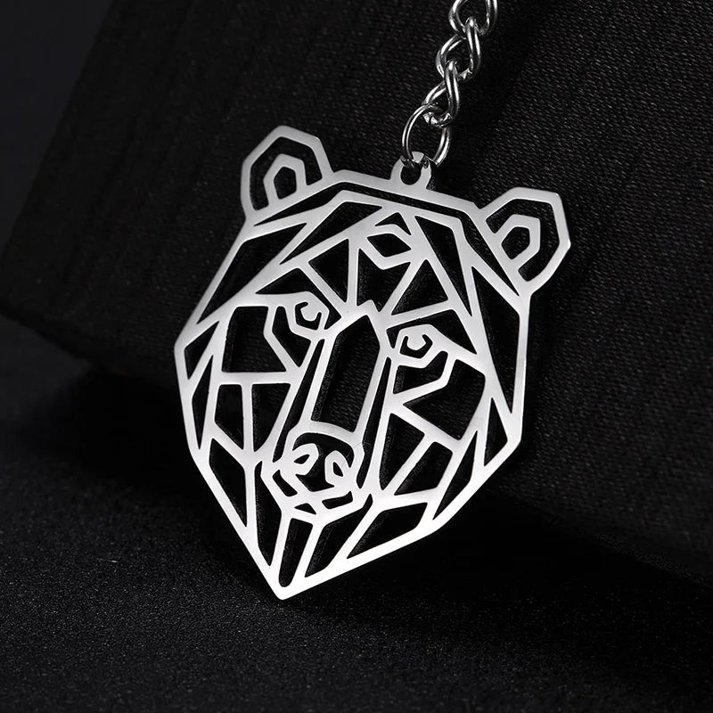 COOLTIME Wolf Keychain Fox Tiger Bear Animal Pendant Unicorn Rabbit Stainless Steel Keyring Men Women Car Key Chain Jewelry Gift