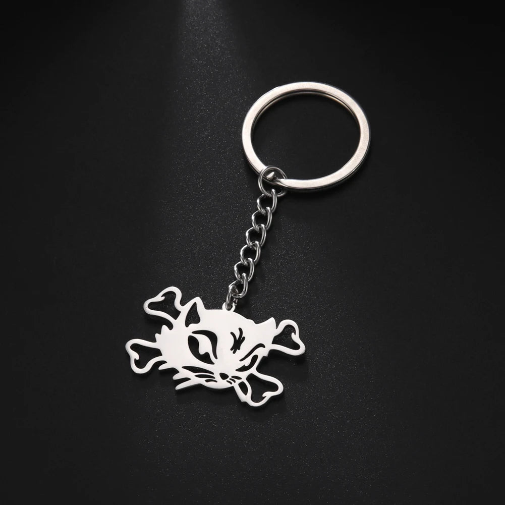 COOLTIME Wolf Keychain Fox Tiger Bear Animal Pendant Unicorn Rabbit Stainless Steel Keyring Men Women Car Key Chain Jewelry Gift