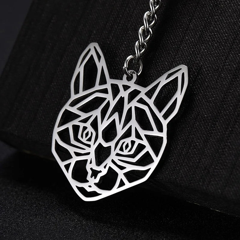 COOLTIME Wolf Keychain Fox Tiger Bear Animal Pendant Unicorn Rabbit Stainless Steel Keyring Men Women Car Key Chain Jewelry Gift