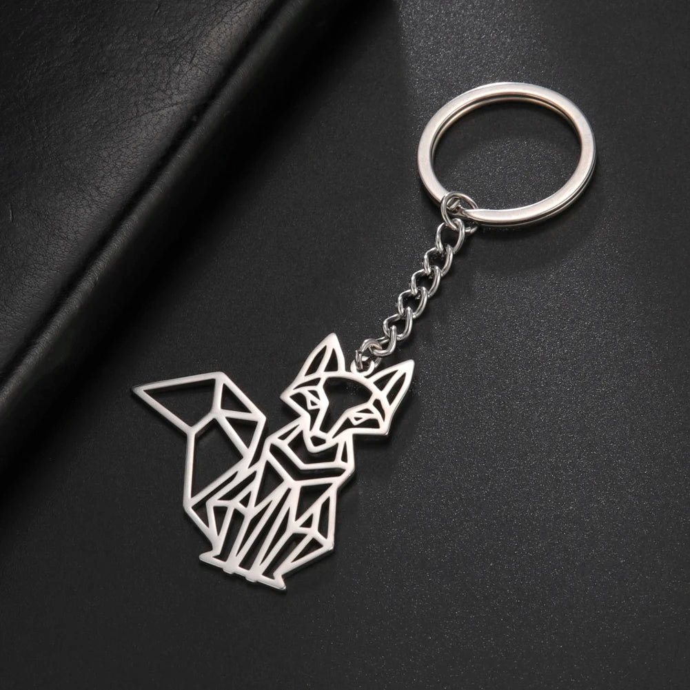 COOLTIME Wolf Keychain Fox Tiger Bear Animal Pendant Unicorn Rabbit Stainless Steel Keyring Men Women Car Key Chain Jewelry Gift