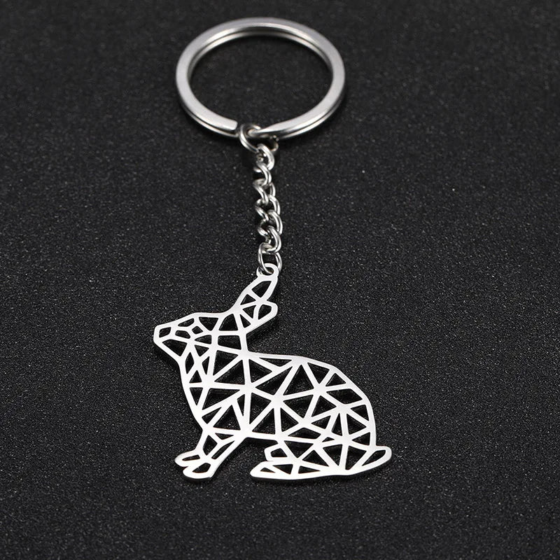 COOLTIME Wolf Keychain Fox Tiger Bear Animal Pendant Unicorn Rabbit Stainless Steel Keyring Men Women Car Key Chain Jewelry Gift