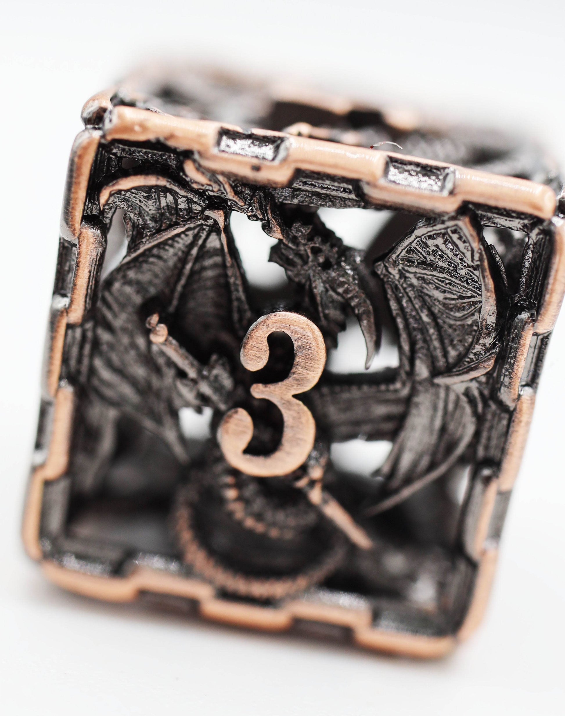 Chained Dragon: Copper - Hollow Metal RPG Dice Set - 