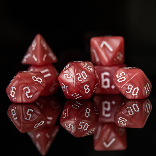 Coral Pearl Acrylic Dice Set