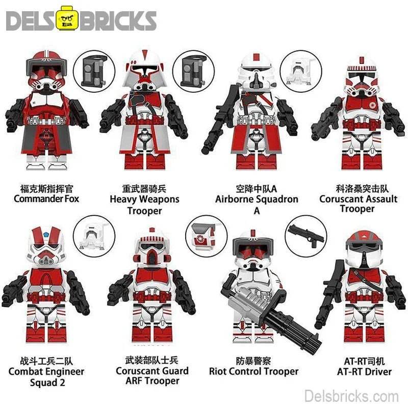 Coruscant Guard Clone troopers Set of 8 | Lego Minifigures Custom Toys - 