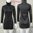 Gojo-Inspired Bodycon Cosplay Dress – Stretch Fit with Glasses Set - Costume Set / M