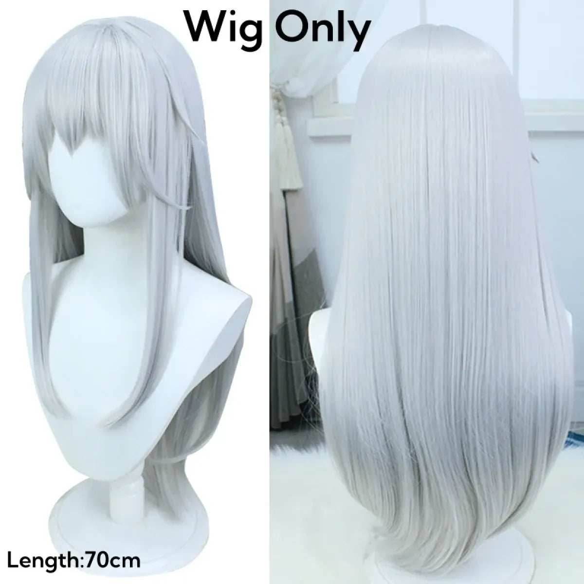 Gojo-Inspired Bodycon Cosplay Dress – Stretch Fit with Glasses Set - Wig Only / M