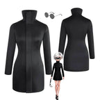 Gojo-Inspired Bodycon Cosplay Dress – Stretch Fit with Glasses Set - Costume Set / M