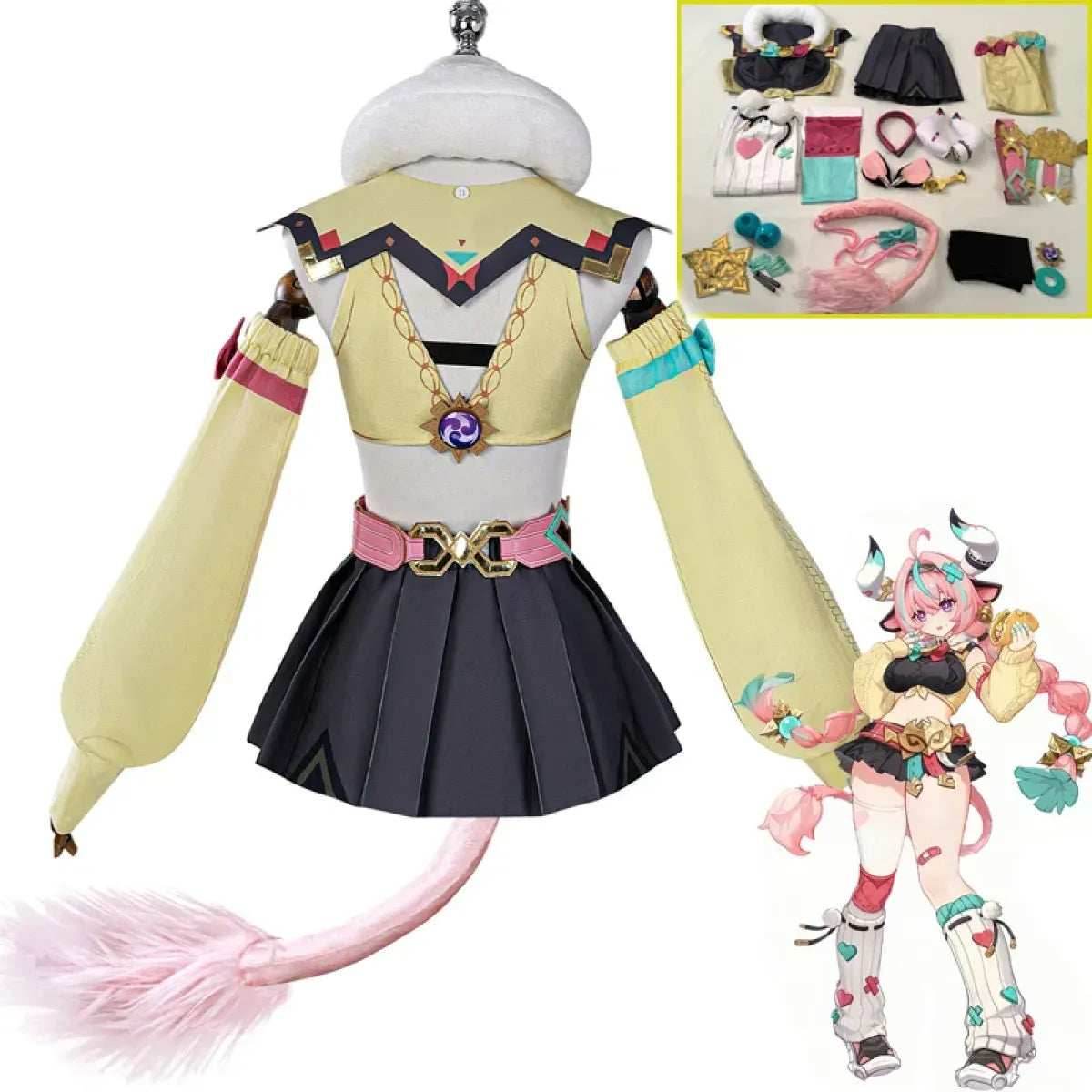 Genshin Varesa Cosplay Set – Kawaii Fantasy Uniform Costume - Wig Only(one size) / XXL