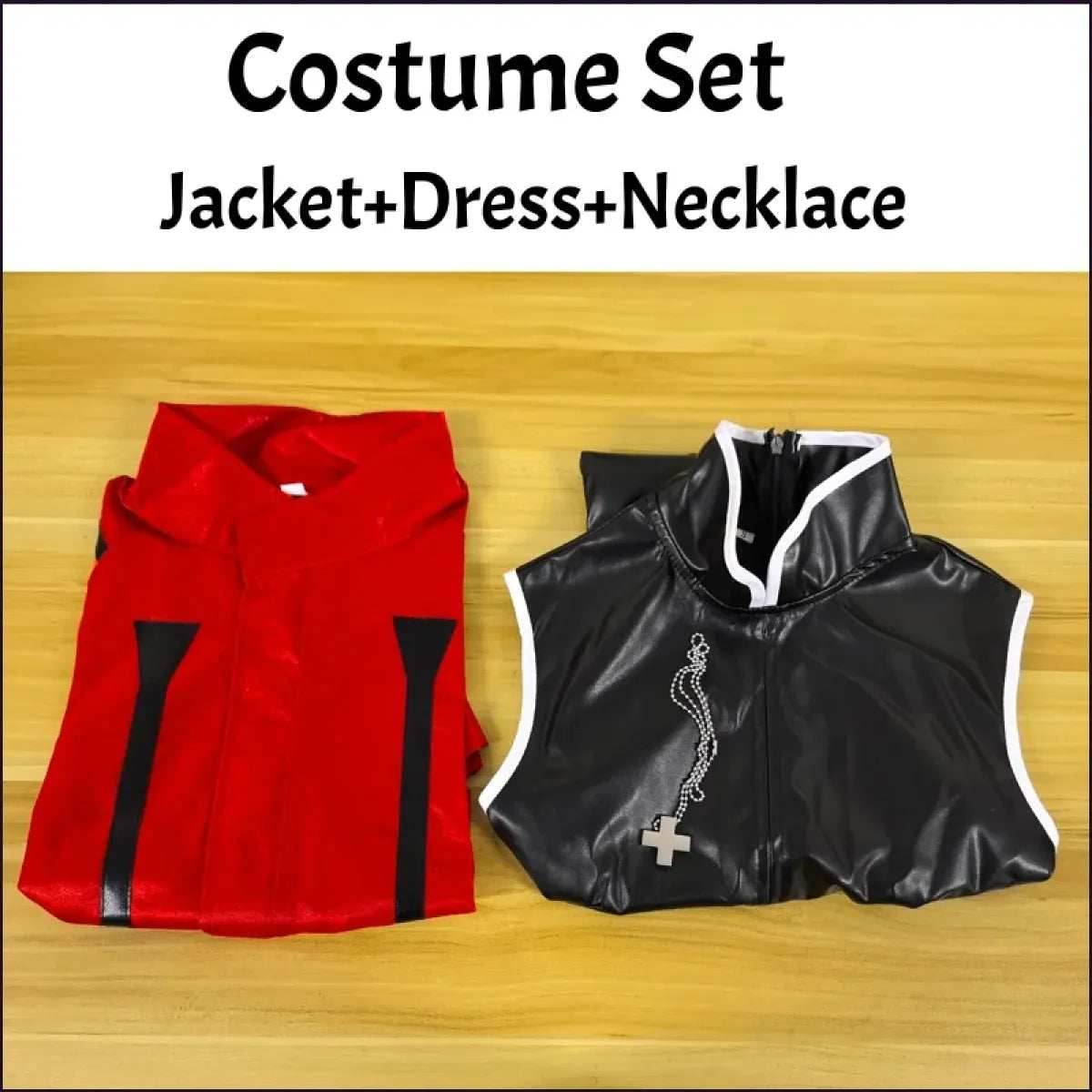 Misato Katsuragi EVA Cosplay Set – Red Jacket & Black Dress Costume - Wig Only / S