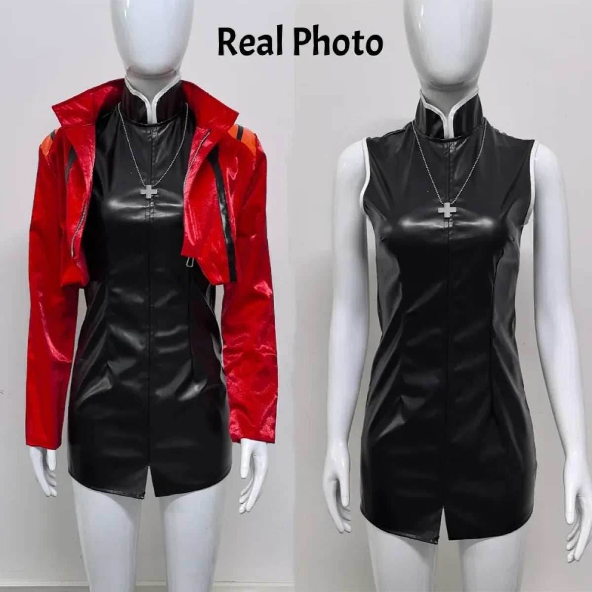 Misato Katsuragi EVA Cosplay Set – Red Jacket & Black Dress Costume - Wig Only / S