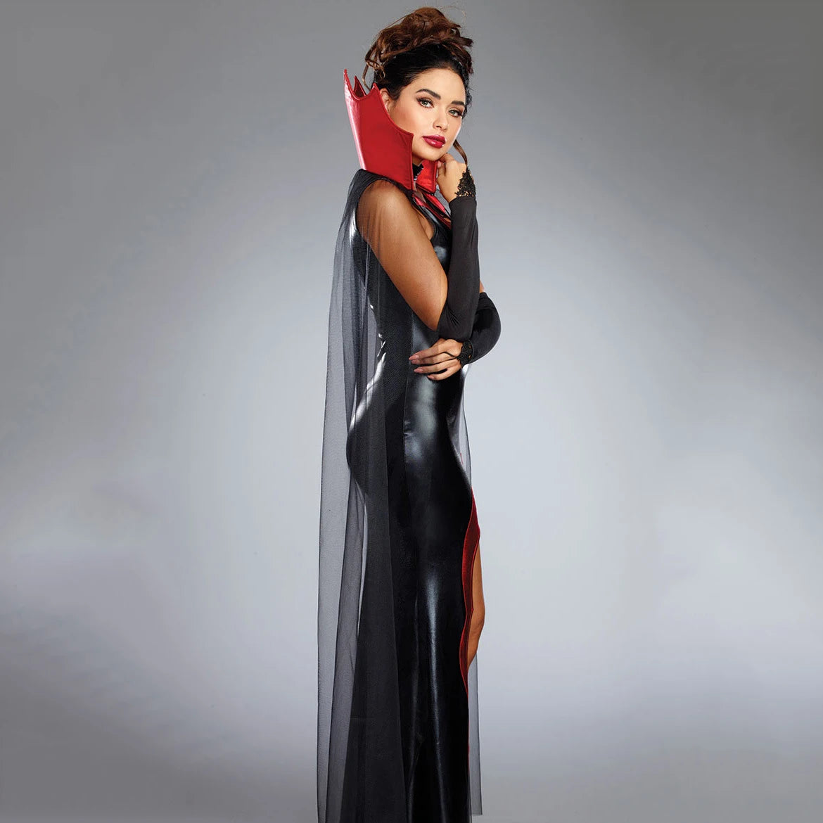 Cosplay Witch Dress Cloak Women Patent Leather Prom Magic Vampire Female Demon Christmas Costumes Role Playing Halloween Costume