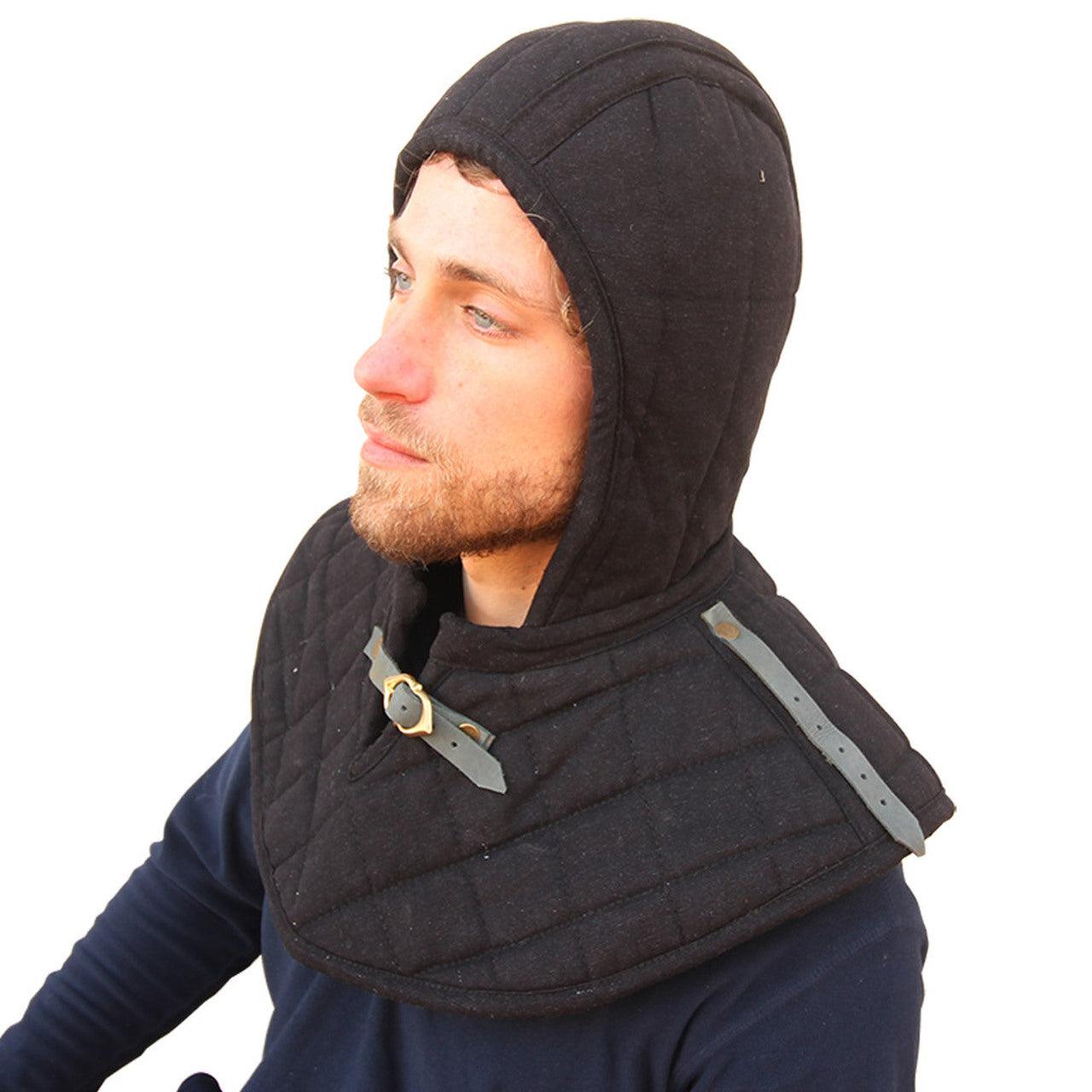 Cotton Padded Collar Armor And Cap Black