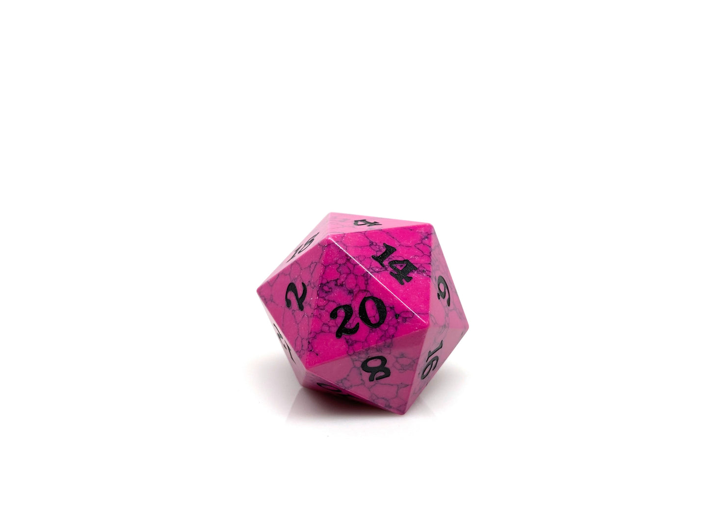 Cracked Stone D20 Dice - Magenta