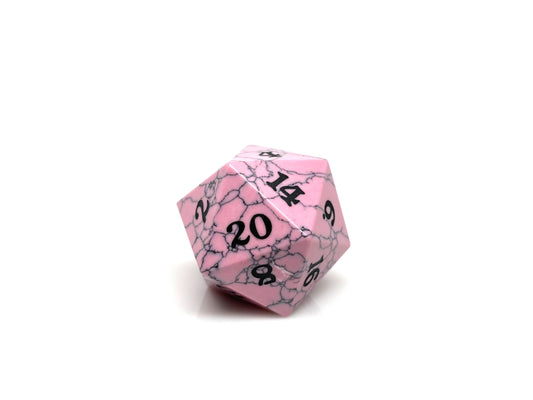 Cracked Stone D20 Dice - Pale Pink