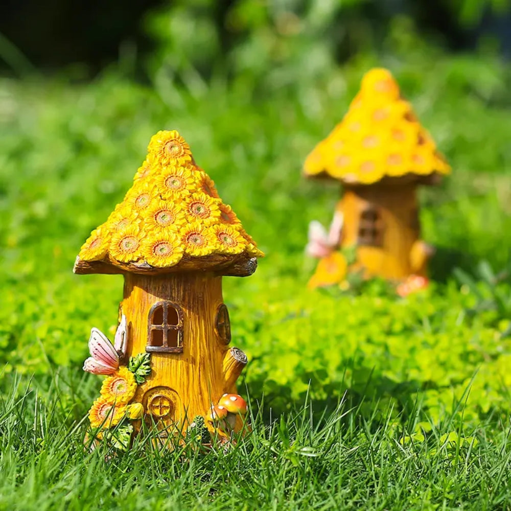 Craft Miniature Flower House Solar LED Lights Garden Fairy