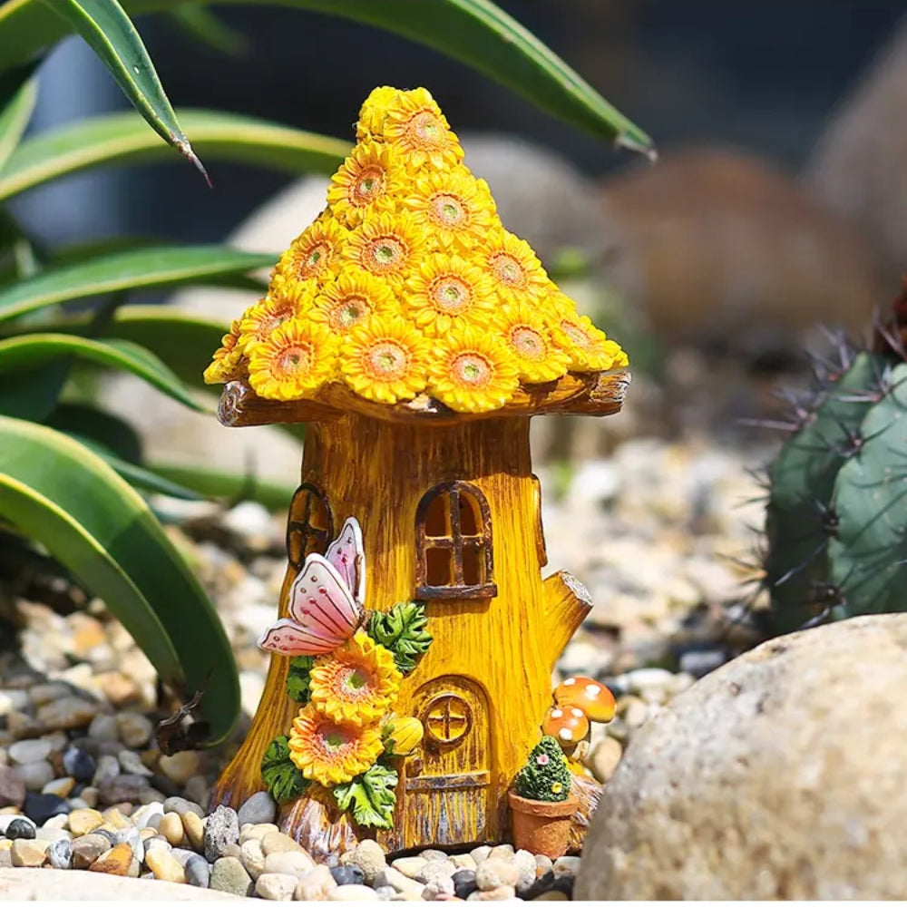 Craft Miniature Flower House Solar LED Lights Garden Fairy