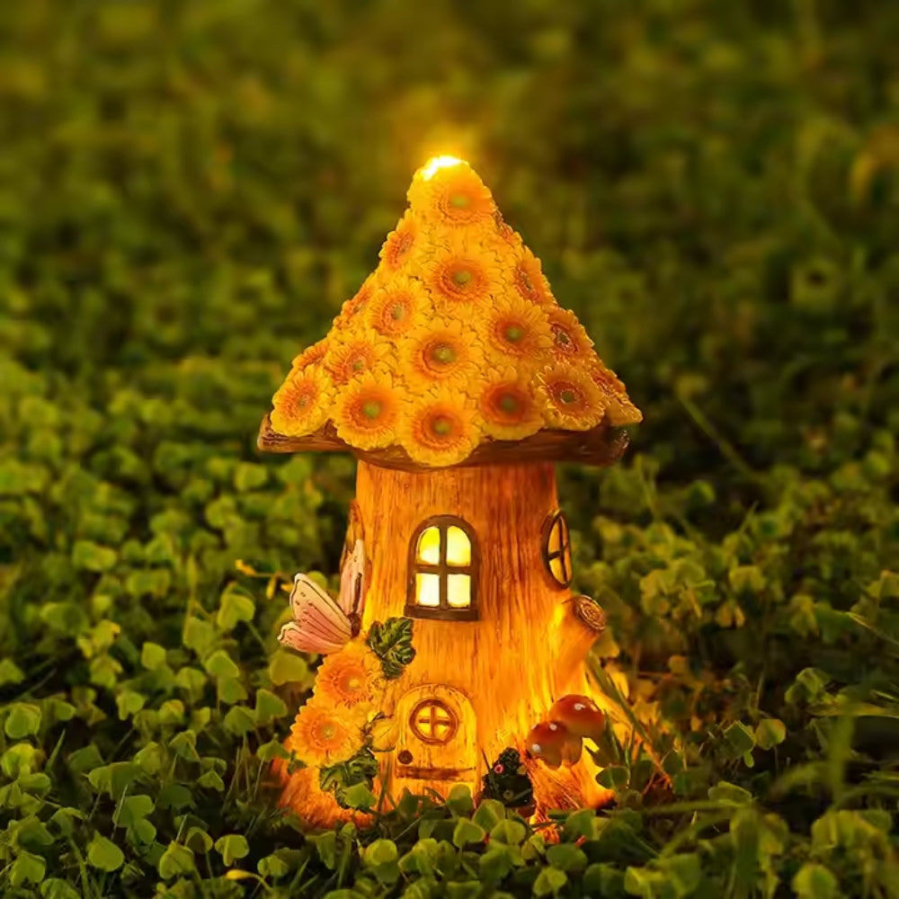 Craft Miniature Flower House Solar LED Lights Garden Fairy