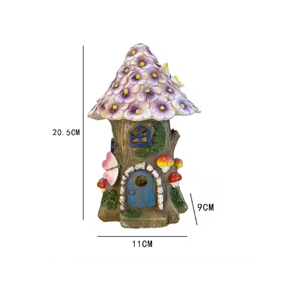 Craft Miniature Flower House Solar LED Lights Garden Fairy