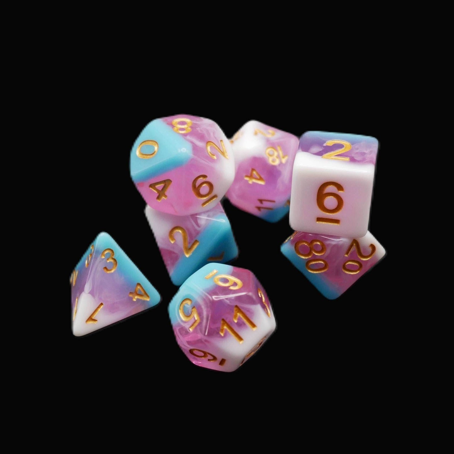 Creamsicle of Doom - 7 Piece DnD Dice Set | Acrylic RPG Gaming Dice - 