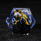 Creative Unique - Yellow Lava Resin DND Dice Set + Blue Numbers