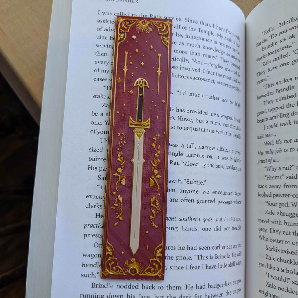 Set of 4 Celestial Gothic Sword Bookmarks – Handcrafted Fantasy Magic - Crimson Arcana Sword Bookmark