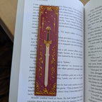 Set of 4 Celestial Gothic Sword Bookmarks – Handcrafted Fantasy Magic - Crimson Arcana Sword Bookmark