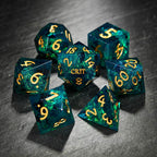Crit or Shit dice set of 7 - Dark Green Resin Crit DnD D&D Dice Set