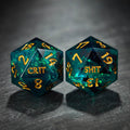 Crit or Shit dice set of 7 - Dark Green Resin Crit DnD D&D Dice Set