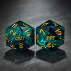 Crit or Shit dice set of 7 - Dark Green Resin Crit DnD D&D Dice Set