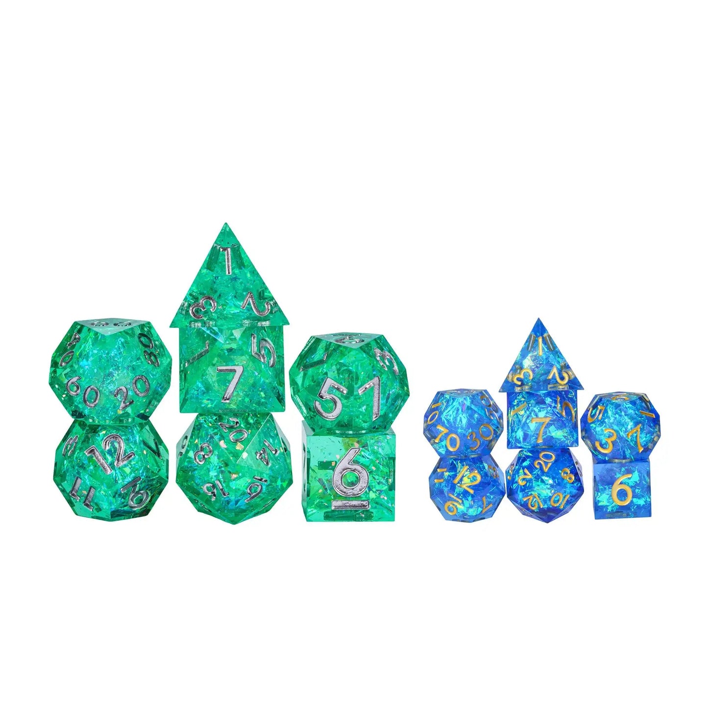 CRITALLIC 7Pcs Mini Sharp Edges Dice Set Portable Small Size Dice for Dungeons and Dragons Role Playing Game Funny Board Games