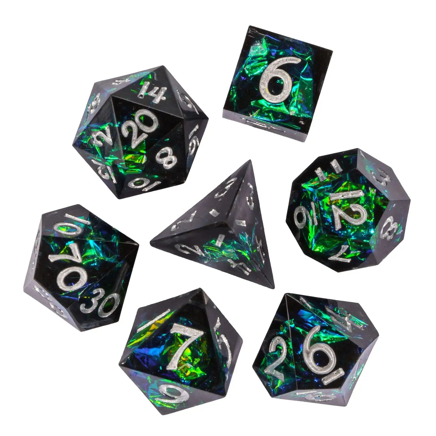 CRITALLIC 7Pcs Mini Sharp Edges Dice Set Portable Small Size Dice for Dungeons and Dragons Role Playing Game Funny Board Games